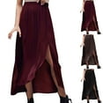 thumbnail image 1 of PUMISAS Elastic Waistband Skirts For Women Soft Split Mid-Length Skirts Solid Color Casual Loose High Waisted Skirts, 1 of 6