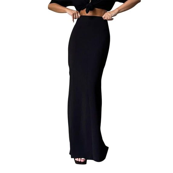 PUMISAS Elegant Hip-Wrapping Skirts For Women High Waisted Long Skirts Solid Color Casual Tight Skirt