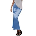 thumbnail image 1 of PUMISAS Elegant Satin Skirts For Women Soft Comfortable Elastic Waist Skirts Casual Loose Long Skirts Solid Color Summer Skirts, 1 of 7