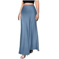 thumbnail image 1 of PUMISAS Elegant Satin Skirts Soft Elastic Waist Skirts Casual Loose Long Skirts Solid Color High Waisted Skirts Invisible Zipper A-Line Skirts, 1 of 7