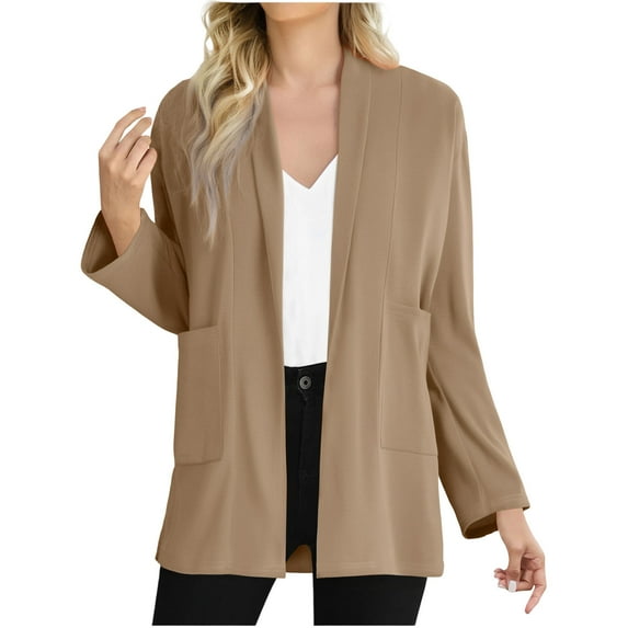 PUMISAS Fall Cardigan For Women Long Sleeve Open Front Tops Loose Solid Color Casual Going Out Shirt