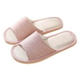 thumbnail image 1 of PUMISAS Fall Flat Slippers For Women Solid Color Super Soft Casual Linen Round Head Slippers Casual Flops Home Shoes, 1 of 6