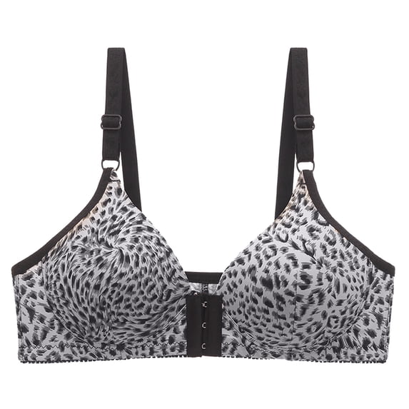 PUMISAS Front Closure Bras For Women Push-Up No Underwire Supportive Bras Leopard Printing Bras With Adjustable Straps