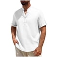thumbnail image 1 of PADFRYBK Half Button-Up T-Shirt For Men Dressy Casual Loose Short Sleeve Tops Tunic Pullover Comfortable V-Neck Summer Solid Color Blouse, 1 of 7