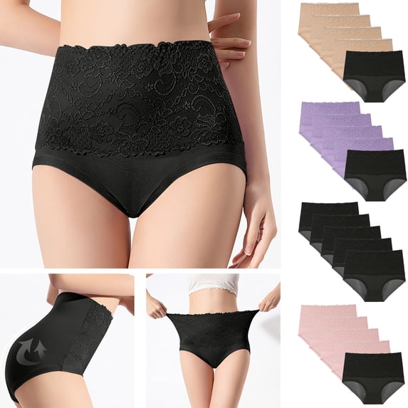 PUMISAS High Waist Underpants For Women Panty Stretch Panties Comfortable Multipack Breathable Briefs Solid Color Underpants
