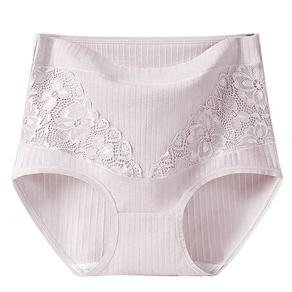 PUMISAS High Waist Underpants For Women Soft Comfortable Underpants Plus Size Solid Color Lace Briefs Panty Stretch Panties