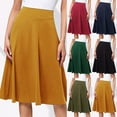 thumbnail image 1 of PUMISAS High Waisted Pleated Skirts For Women Comfortable Elastic Waist Skirts Casual Loose Mid-Length Skirts Summer Solid Color Knit Skirts, 1 of 4