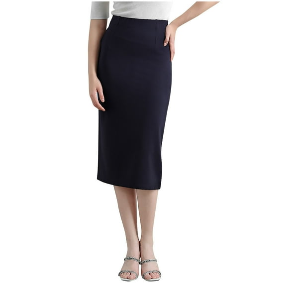 PUMISAS High Waisted Skirts For Women Comfortable Elastic Waist Solid Color Skirts Casual Elegant Wrap Hip Skirts Summer Mid-Length Skirts