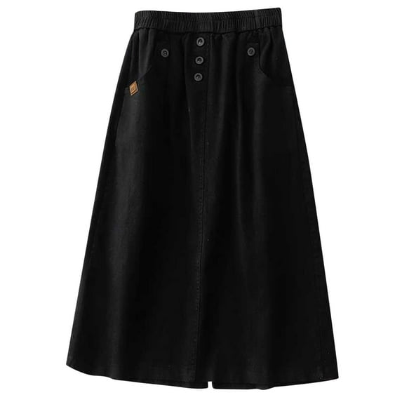 PUMISAS High Waisted Skirts For Women Summer Soft Comfortable Skirts Solid Color Pleated Skirts Casual Loose Mid-Length Skirts With Side Pockets