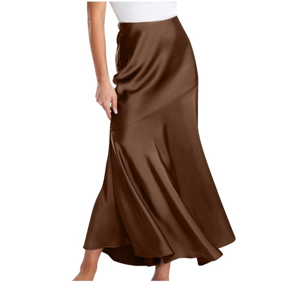 PUMISAS High Waisted Skirts For Women Summer Soft Skirts Solid Color Wrap Hip Skirts Casual Loose Long Skirts
