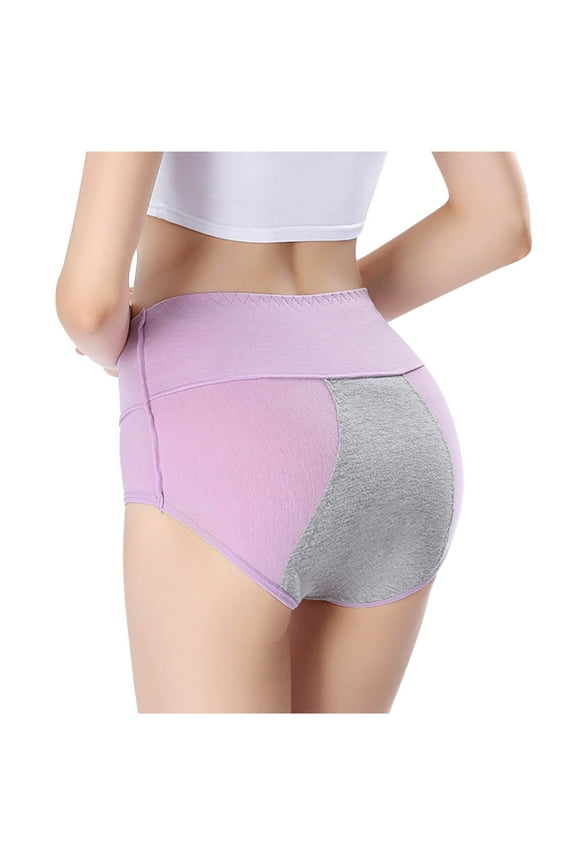 Incontinence High Waist Briefs For Women Comfortable Underpants Solid Color Underpants Oversized Panty Stretch Panties Proof Menstrual Pants