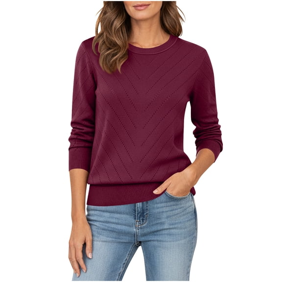 PADFRYBK Long Sleeve Sweater For Wowen Crew Neck Solid Color Sweater Shirt Going Out Fall Shirt Casual Loose Knit Pullover Tops