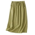 thumbnail image 1 of PUMISAS Mid-Length Skirt For Women Soft High Waisted Drawstring Elastic Waistband Skirts Solid Color Casual Loose Skirts With Side Pockets, 1 of 5