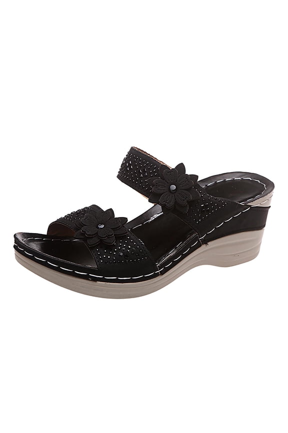 Open Toe Slippers For Women Solid Color Outside Breathable Comfortable Slippers Summer Casual Hollow Broadband Shoes