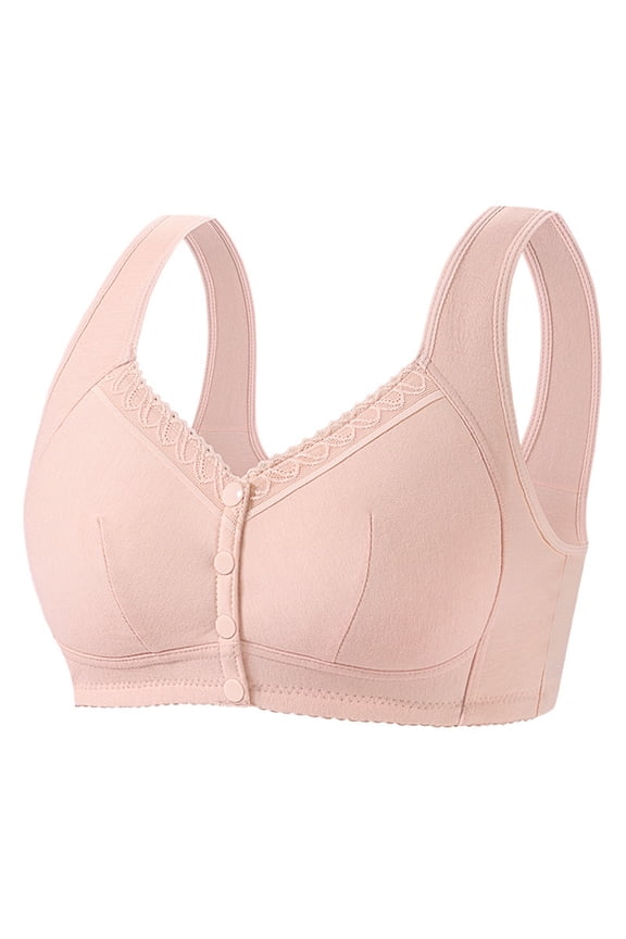 Oversized Bras For Women Push-Up No Underwire Supportive Bras Everyday Comfortable Breathable Front Closure Bra With Button Bras