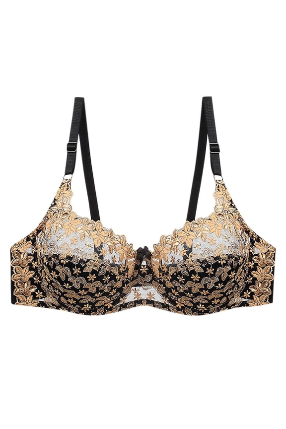 Oversized Bras For Women Push-Up Padded Underwire Supportive Bra Lace Embroidery Comfortable Bras With Adjustable Straps