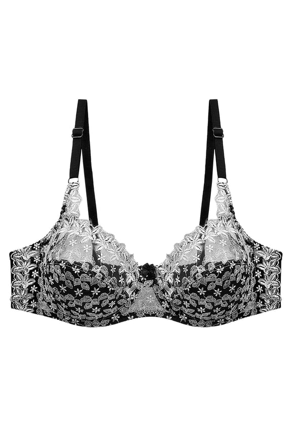 Oversized Bras For Women Push-Up Padded Underwire Supportive Bra Lace Embroidery Comfortable Bras With Adjustable Straps