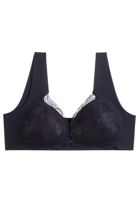 Oversized Bras For Women Push-Up Unpadded Top Comfortable Front Closure Bra With Button Closeure Wirefree Bras