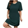 thumbnail image 1 of PUMISAS Oversized Dresses For Women Solid Color Short Sleeve Summer Dresses Crew Neck Casual Loose Dresses Elastic Waist Pullover Mid-Length Dresses, 1 of 5