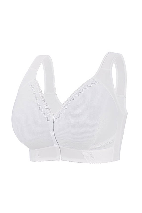 Oversized Wirefree Bras For Women Front Closure Bra With Button Push-Up Adjustable Top Solid Color Comfortable Bras