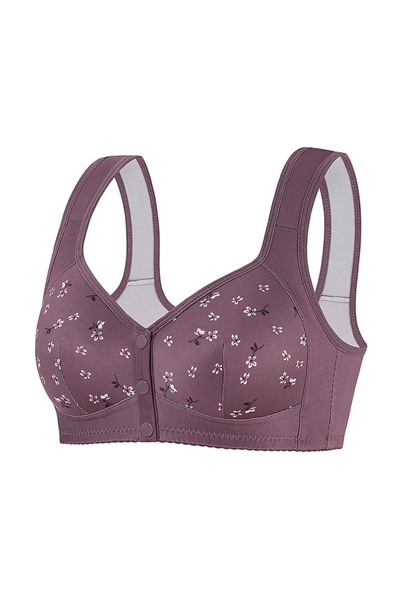 Oversized Wirefree Bras For Women Front Closure Bra With Button Solid Color Everyday Comfortable Outdoor Printed Bras