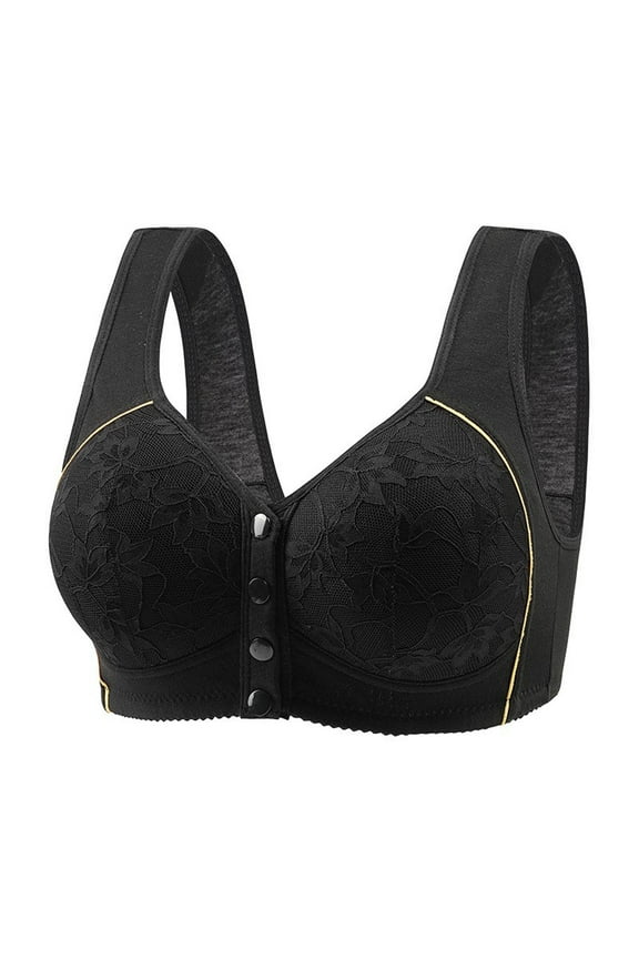 Oversized Wirefree Bras For Women Front Closure Bra With Button Solid Color Everyday Outdoor Comfortable Printed Bras