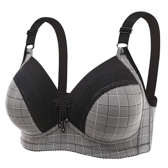 PUMISAS Oversized Wirefree Bras For Women No Underwire Bra Push-Up Top Everyday Comfortable Outdoor Plaid Bras With Adjustable Straps