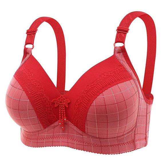 PUMISAS Oversized Wirefree Bras For Women No Underwire Bra Push-Up Top Everyday Comfortable Outdoor Plaid Bras With Adjustable Straps