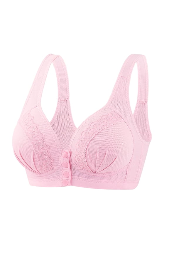 Oversized Wirefree Bras For Women Push-Up Front Closure Bra With Button Top Everyday Comfortable No Underwire Adjustable Supportive Bras