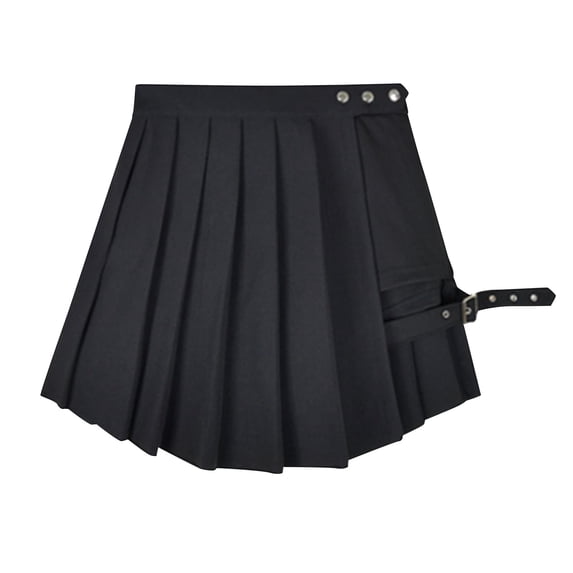 PUMISAS Pleated Skirts For Women Casual Loose Solid Color High Waisted Skirts A Line Hip Irregular Mini Skirt
