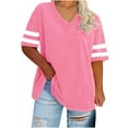 thumbnail image 1 of PUMISAS Plus Size Topss For Womens Sports Summer Oversized T-Shirts V-Neck Short Sleeve Tunic Tops, 1 of 4