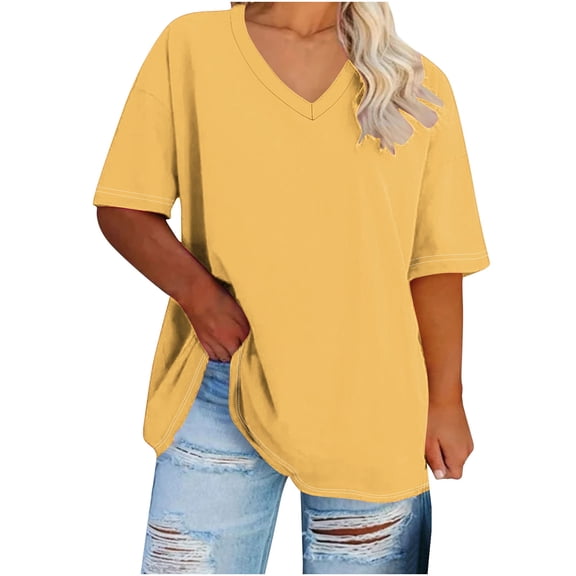 PUMISAS Plus Size Topss For Womens Summer T-Shirts Short Sleeve Tees V-Neck Tunic Tops Sports Shirts
