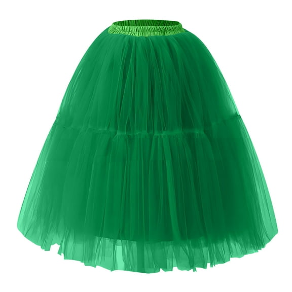 PUMISAS Puffy Mid-Length Skirts For Women Soft High Elastic Waist Skirts Solid Color Casual Loose Dancing Skirts