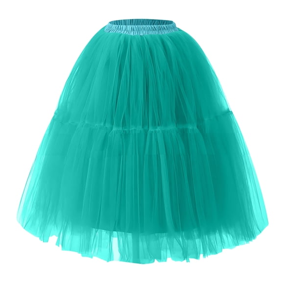 PUMISAS Puffy Mid-Length Skirts For Women Soft High Elastic Waist Skirts Solid Color Casual Loose Dancing Skirts
