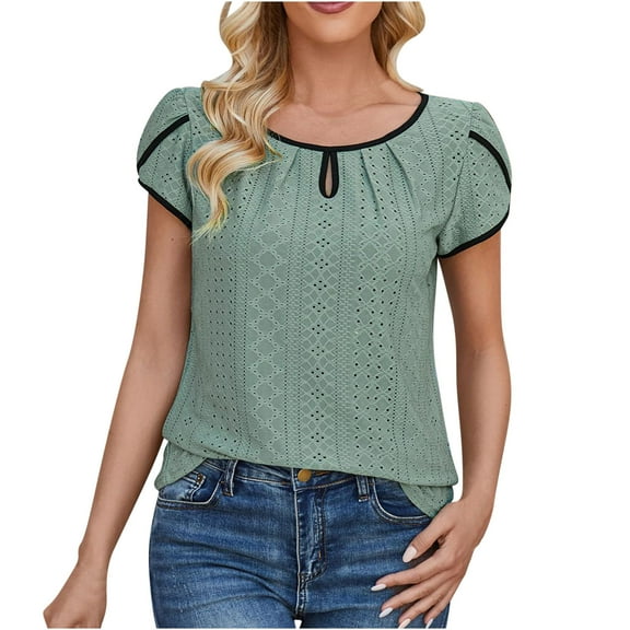 PUMISAS Pullover T-Shirt For Women Casual Solid Color Tops Crew Neck Comfortable Summer Loose Casual Tunic Blouses