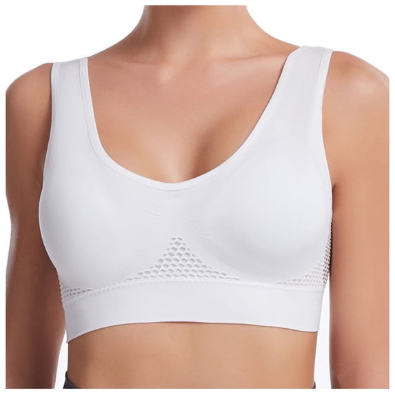PUMISAS Sports Bras For Women Padded Wirefree Hollowed Solid Color Top Comfortable Running Outdoor Exercise Bras With Removable Pads