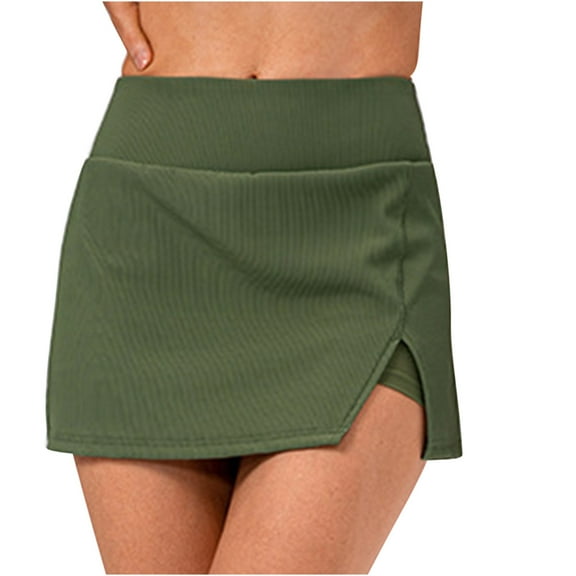 PUMISAS Sports Skirts For Women High Waisted Solid Color Hip Wrap Skirts With Safety Pants Casual Yoga Mini Skirts With Pockets