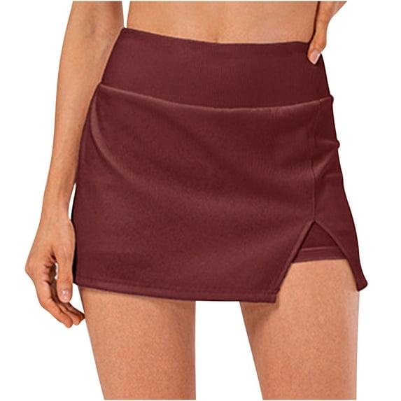 PUMISAS Sports Skirts For Women High Waisted Solid Color Hip Wrap Skirts With Safety Pants Casual Yoga Mini Skirts With Pockets