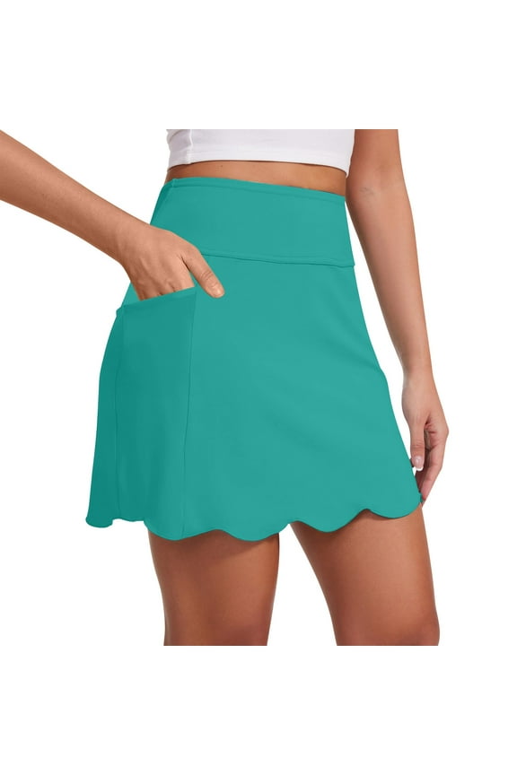 Sports Skirts For Women Soft High Waisted Short Skirts Solid Color Casual Loose Yoga Running Skirts With Side Pockets