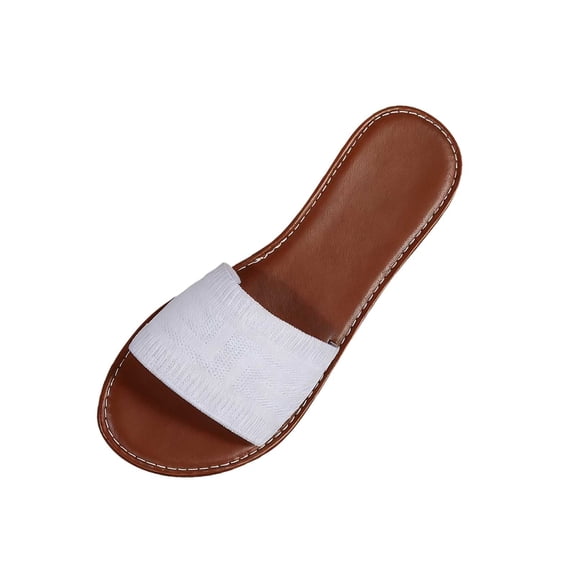 PUMISAS Summer Flat Slippers For Women Breathable Solid Color Comfortable Slippers One-Line Outside Beach Hollow Casual Open Toe Shoes