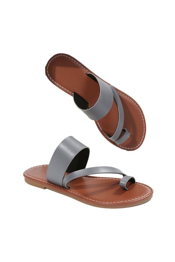 Summer Flat Slippers For Women Breathable Solid Color Comfortable Slippers One-Line Outside Beach Hollow Casual Pinch Toe Shoes
