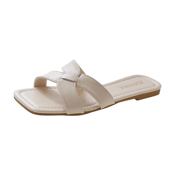 PUMISAS Summer Flat Slippers For Women Solid Color Comfortable Breathable Slippers Casual Hollow Casual Open Toe Shoes
