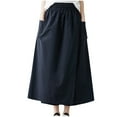 thumbnail image 1 of PUMISAS Summer Long Skirts For Women Soft Adjustable Drawstring Waist Skirts Solid Color Casual Loose Skirts With Side Pockets, 1 of 8
