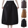 thumbnail image 1 of PUMISAS Summer Mid-Length Skirts For Women High Waisted Drawstring Flowy Elastic Waist Skirts Casual Loose Skirts With Side Pockets, 1 of 6
