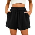 thumbnail image 1 of PUMISAS Summer Shorts For Women Elastic High Waist Drawstring Mini Shorts Wide Leg Solid Color Casual Loose Sweatpants With Side Pockets, 1 of 3