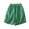 thumbnail image 1 of PUMISAS Summer Shorts For Women Elastic Mid Waist Drawstring Pants Solid Color Comfortable Casual Loose Sweatpants With Side Pockets, 1 of 5