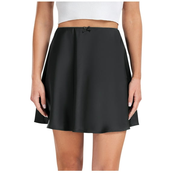 PUMISAS Summer Skirt For Women Soft Adjustable Drawstring Waist Short Skirts Solid Color Casual Loose Skirts