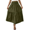 thumbnail image 1 of PUMISAS Summer Skirts For Women High Waisted Elastic Waistband Solid Color Skirts Casual Loose Long A-Line Skirts, 1 of 6