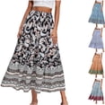 thumbnail image 1 of PUMISAS Summer Skirts For Women High Waisted Flowy Elastic Waist Printed Skirts Casual Loose A-Line Long Pleated Skirts, 1 of 6