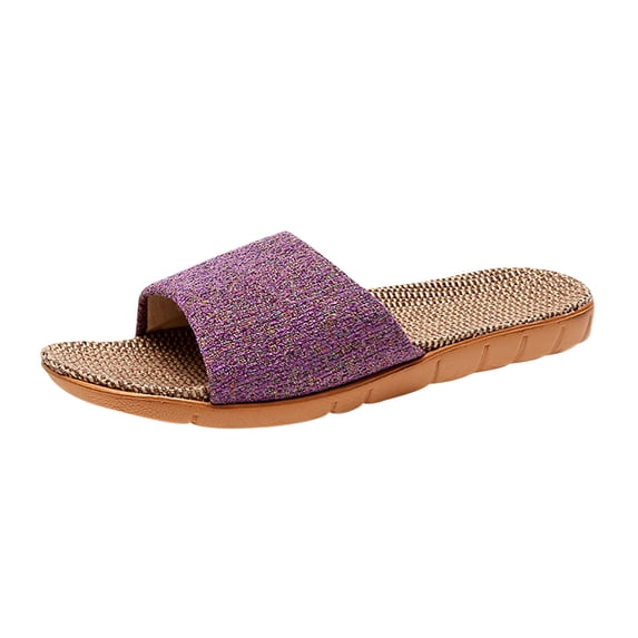 PUMISAS Summer Slippers For Women Breathable Comfortable Home Solid Color Slippers Casual Indoor Home Linen Shoes